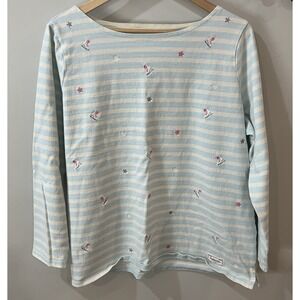 Talbots Plus 2X Women's Long-Sleeved Top Striped Embroidered Star Skate